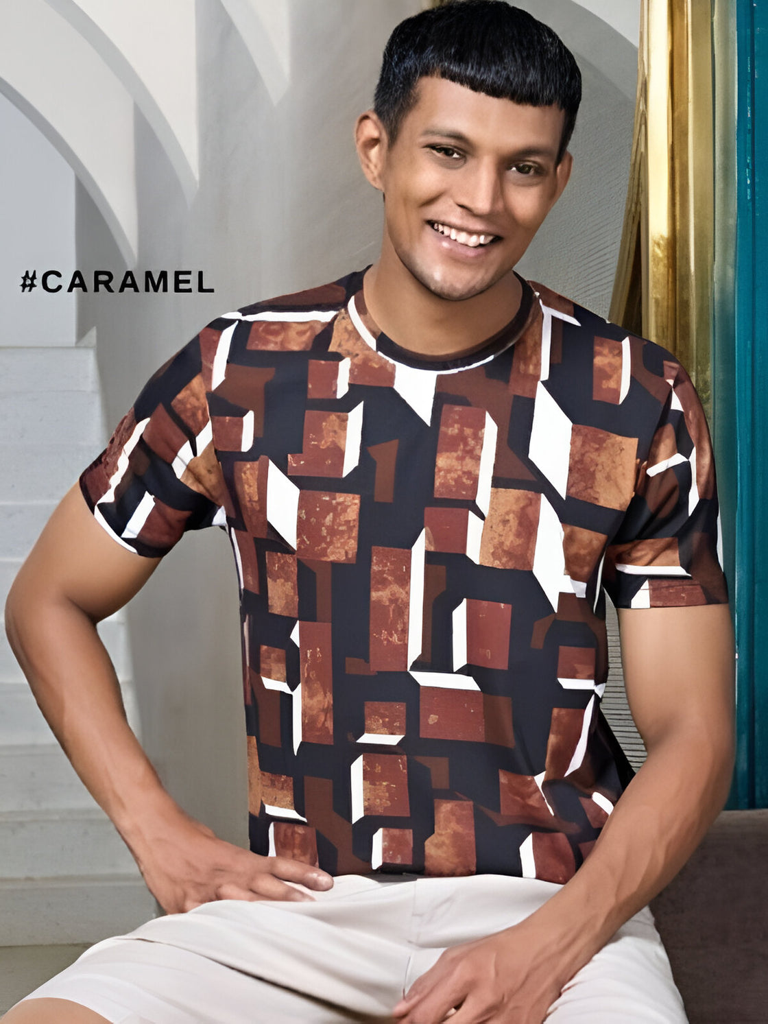 White with brown - Richard printed cotton