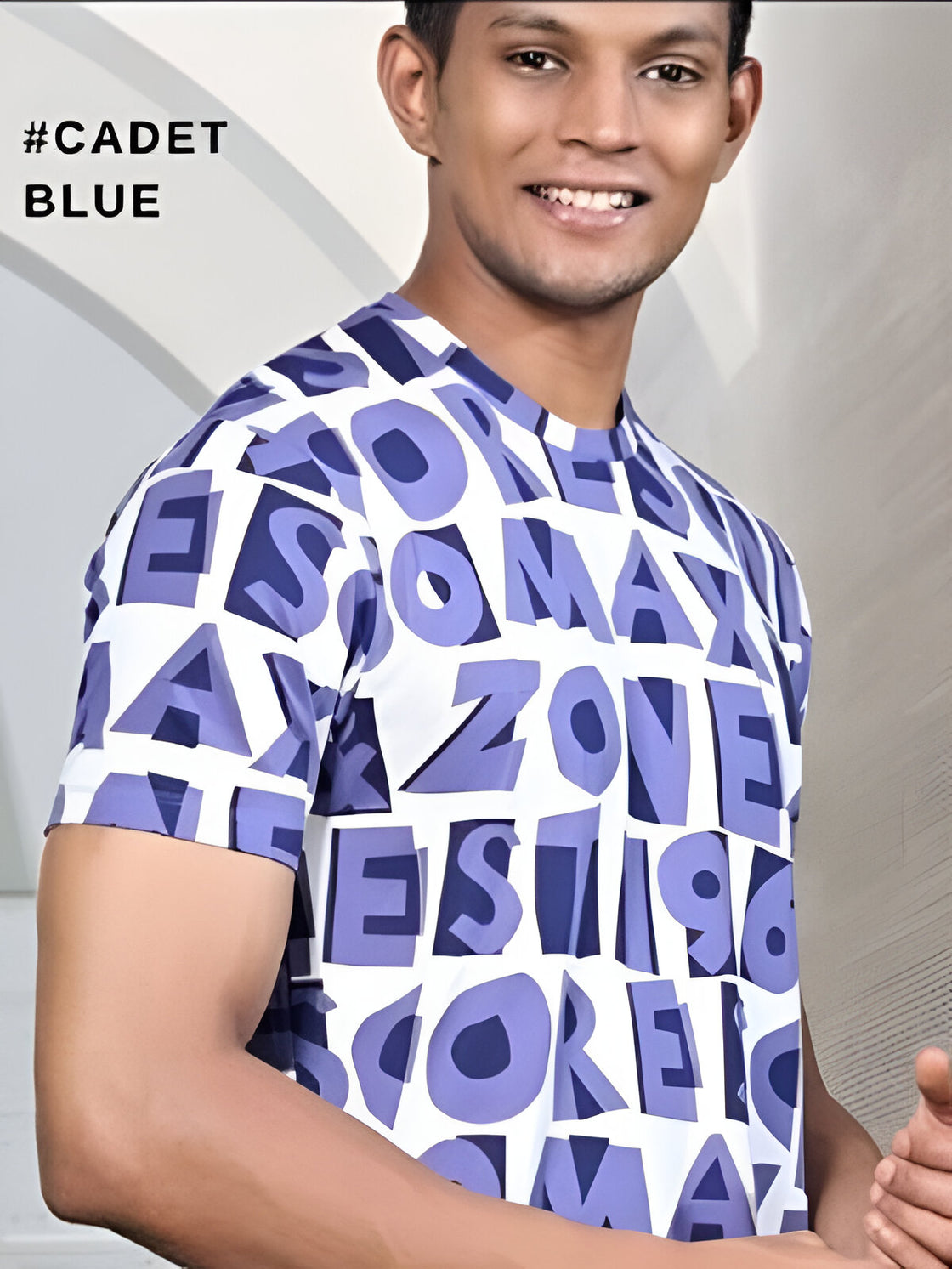 White with blue- Richard printed cotton