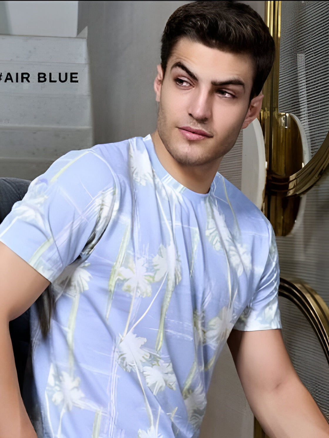 Sky blue - Richard printed cotton