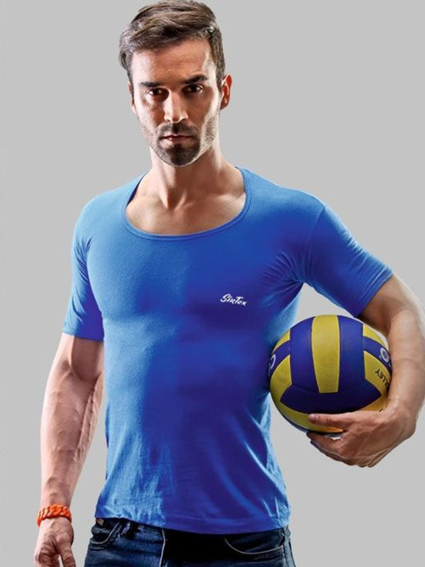 Mens Vest Half-Sleeve Blue