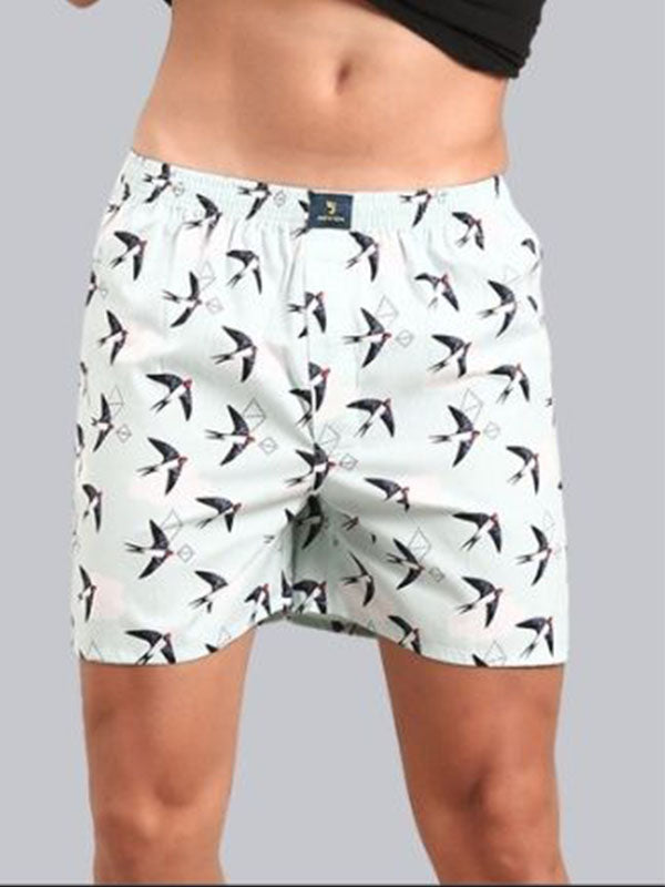 Milk white - 100% Printed cotton fabric shorts