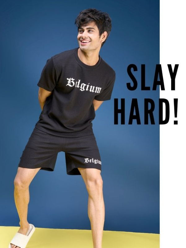 Mens T-Shirt & Shorts Combo Vera  Medden  Fabric