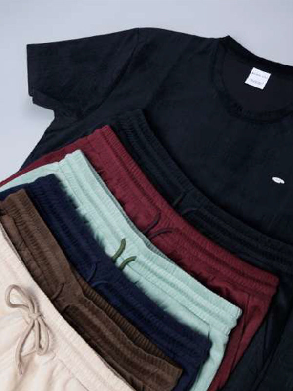 Mens T-Shirt & Shorts Combo Mohair Velveto Fabric