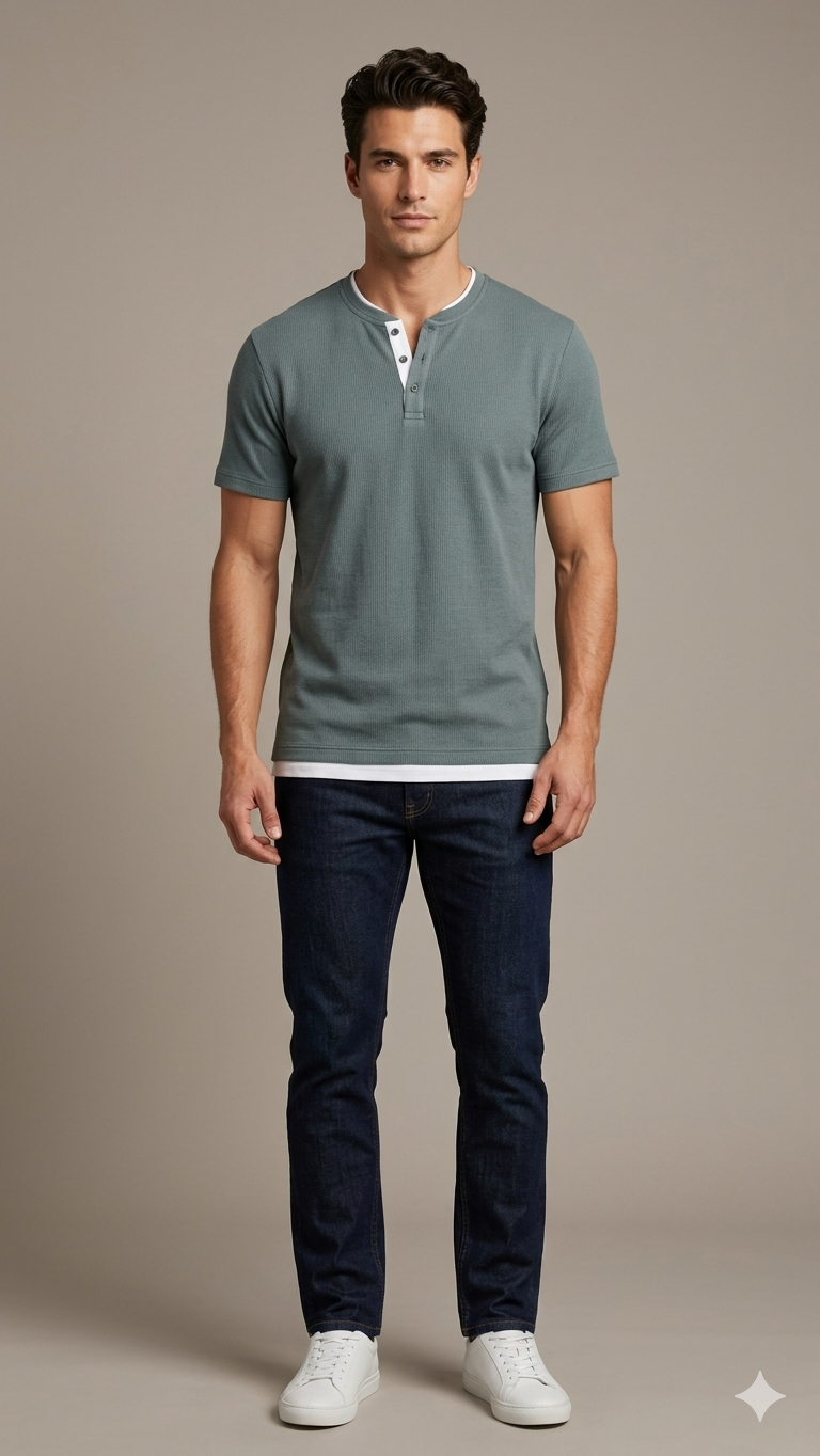 MENS T-SHIRTS WES - (OLIVE GREEN)