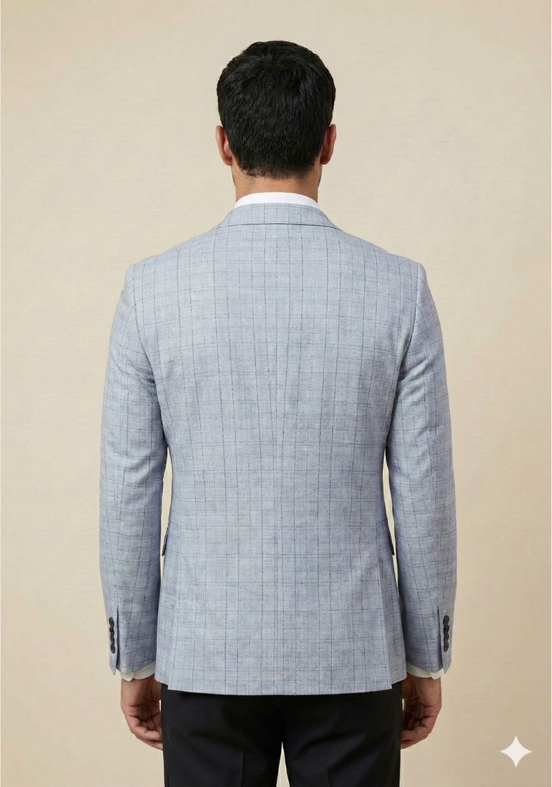 MENS BLAZER - SKY BLUE CHECKED