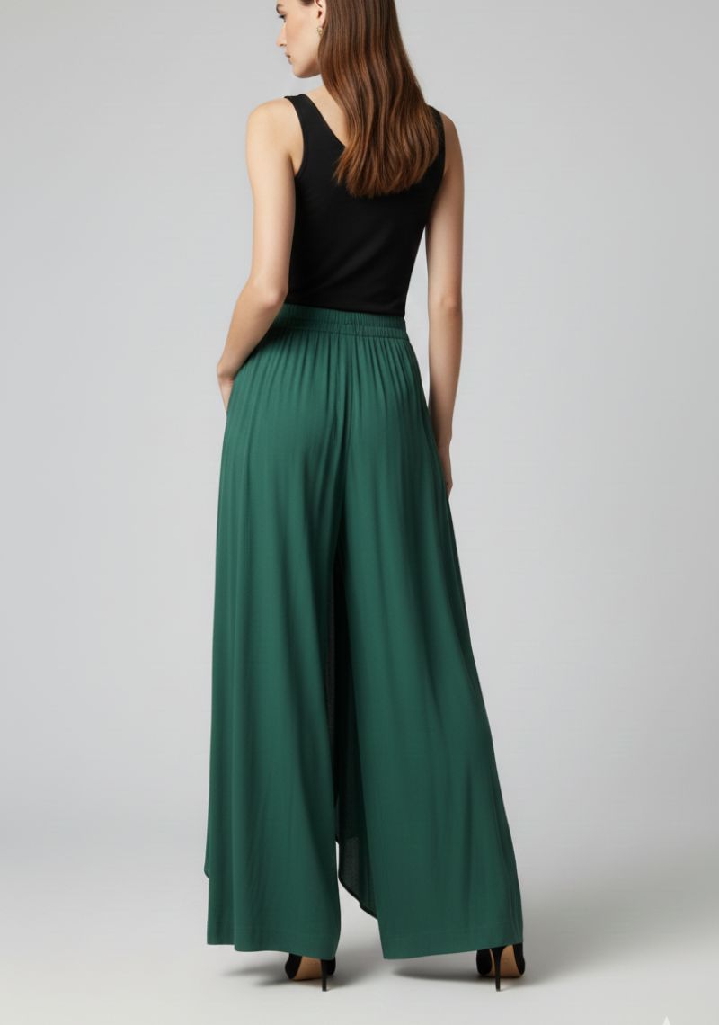 WOMENS PALAZZO - PLAIN DARK GREEN