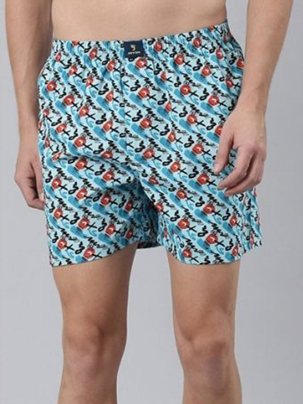 BLUE - 100% Printed cotton fabric shorts