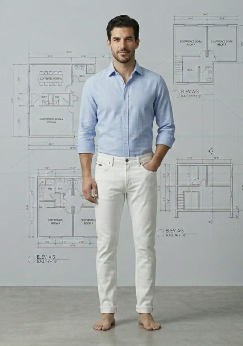 Mens Denim Pant - White(ED)