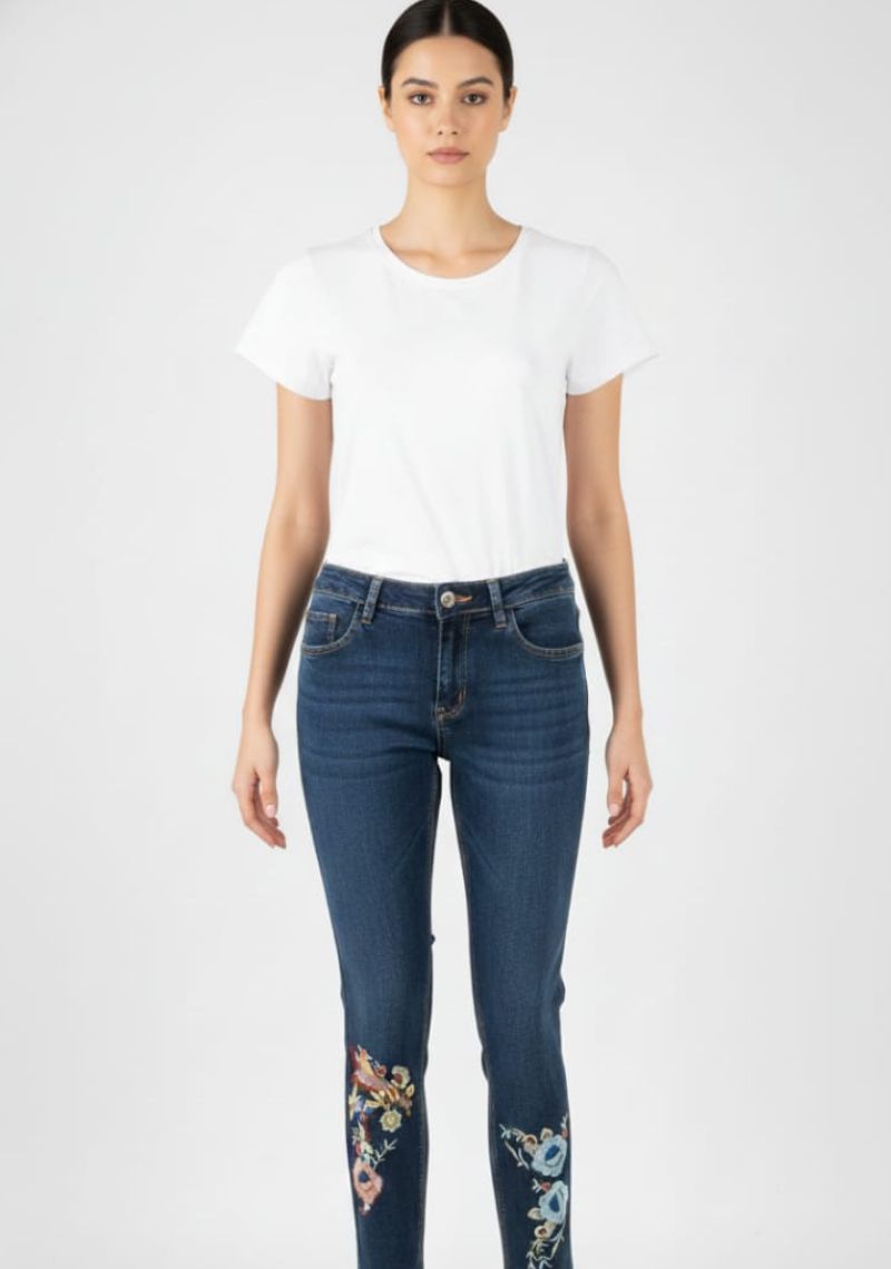 WOMEN JEAN (SL)-DARK BLUE MXD