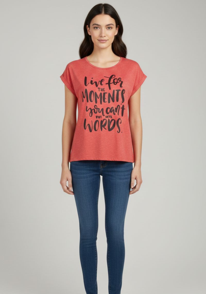 WOMEN T-SHIRT (SL)-PINK MXD