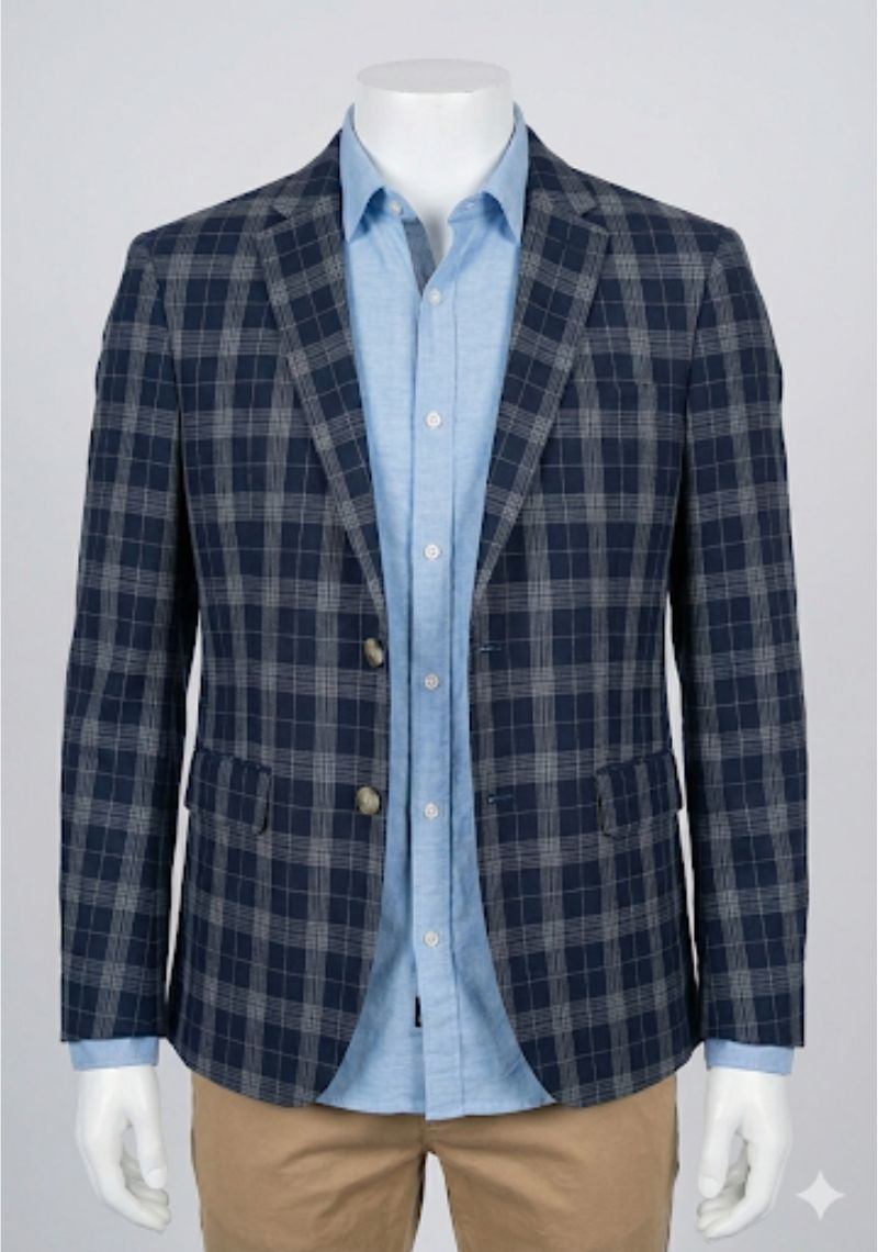 MENS BLAZER  -  BLUE CHECKED