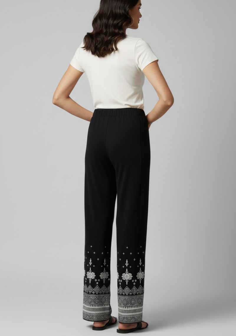 WOMENS PALAZZO - PLAIN BLACK AND WHITE PRINTED