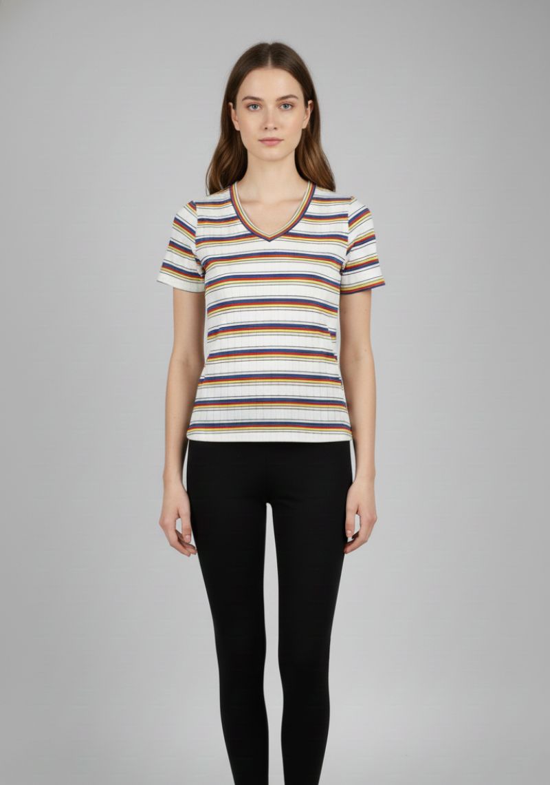 WOMEN T-SHIRT (SL)-WHITE MXD