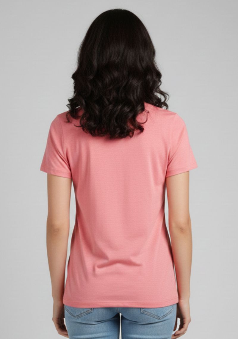 WOMENS T-SHIRT [MD] - BRIGHT PINK & MULTI COLOR PRINT