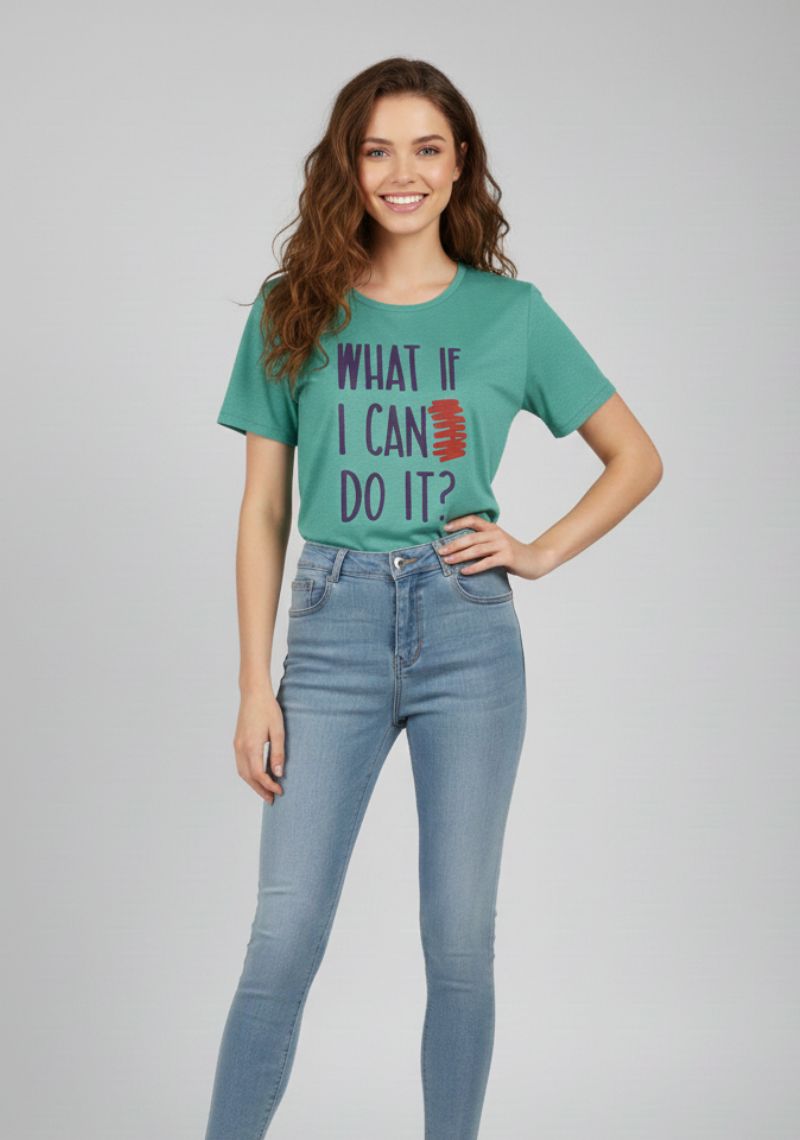 WOMEN T-SHIRT (SL)-LIGHT GREEN MXD
