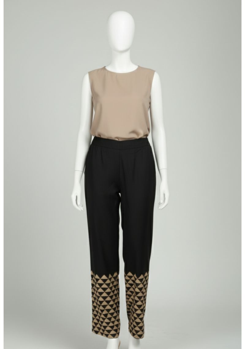 WOMENS PALAZZO - BLACK AND GOLDEN COLOR PRINTED