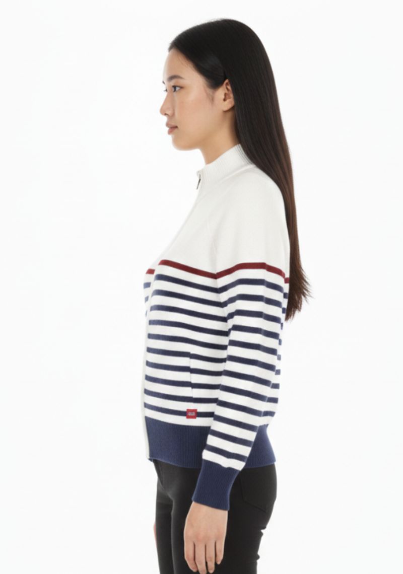 WOMENS SWEATSHIRT - MILKY WHITE AND BLUE
