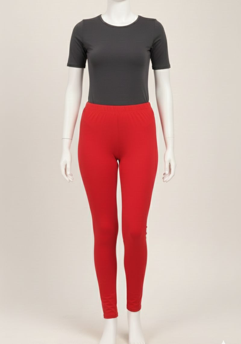 WOMENS LEGGINGS [MD] - PLAIN BRIGHT RED