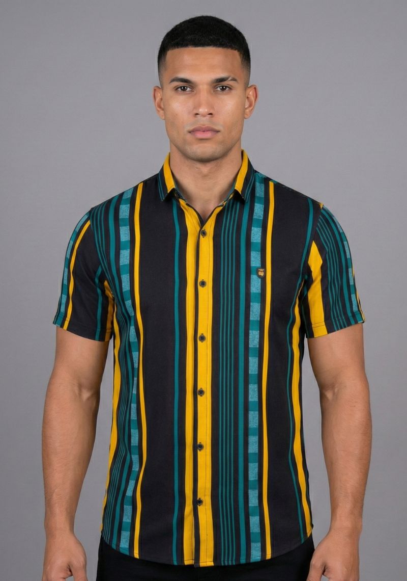 SHIRT - YELLOW [ MULTI CLOR LINE ]