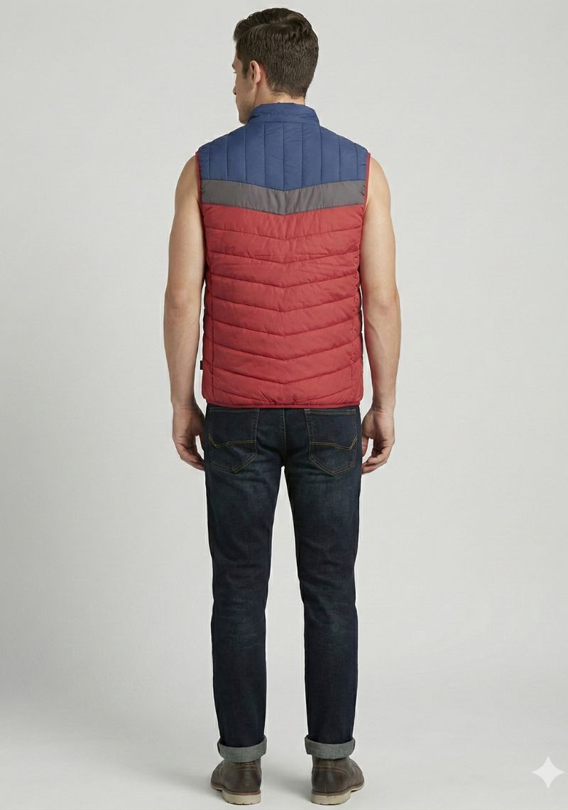 SLEEVELESS JACKET - RED AND BLUE