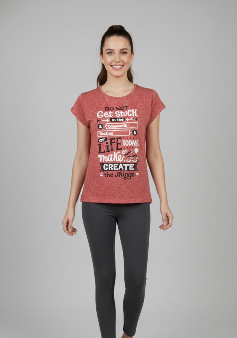WOMEN T-SHIRT (SL)- LIGHT RED