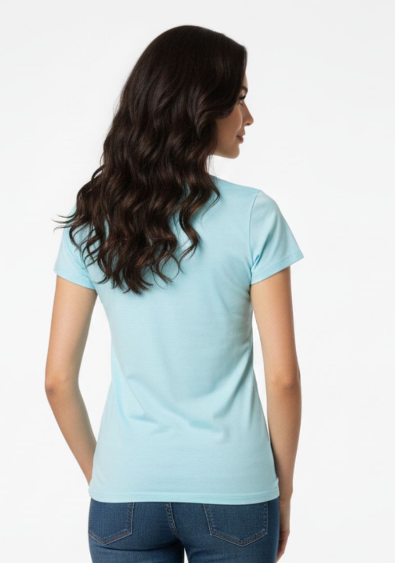 WOMENS T-SHIRT - LIGHT SKYBLUE PRINTED