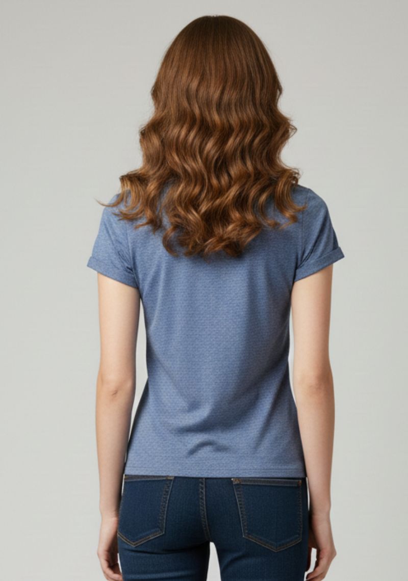 WOMENS T-SHIRT [MD] -  BLUE & MULTI COLOR PRINT