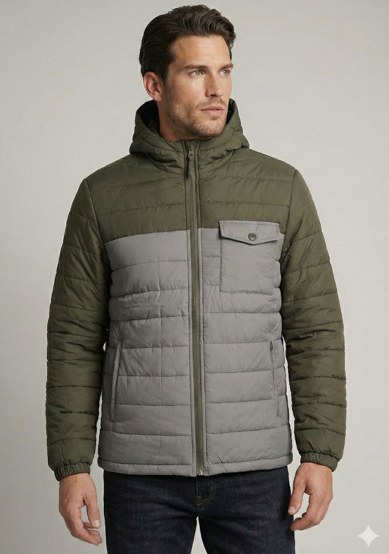 WINTER JACKET - OLIVE GREEN AND GREY