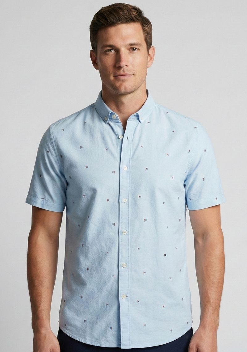 SHIRT - LIGHT BLUE PRINTED
