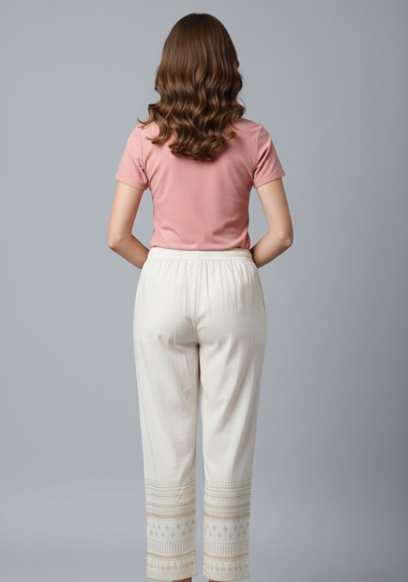 WOMENS PALAZZO - PRINTED WHITE