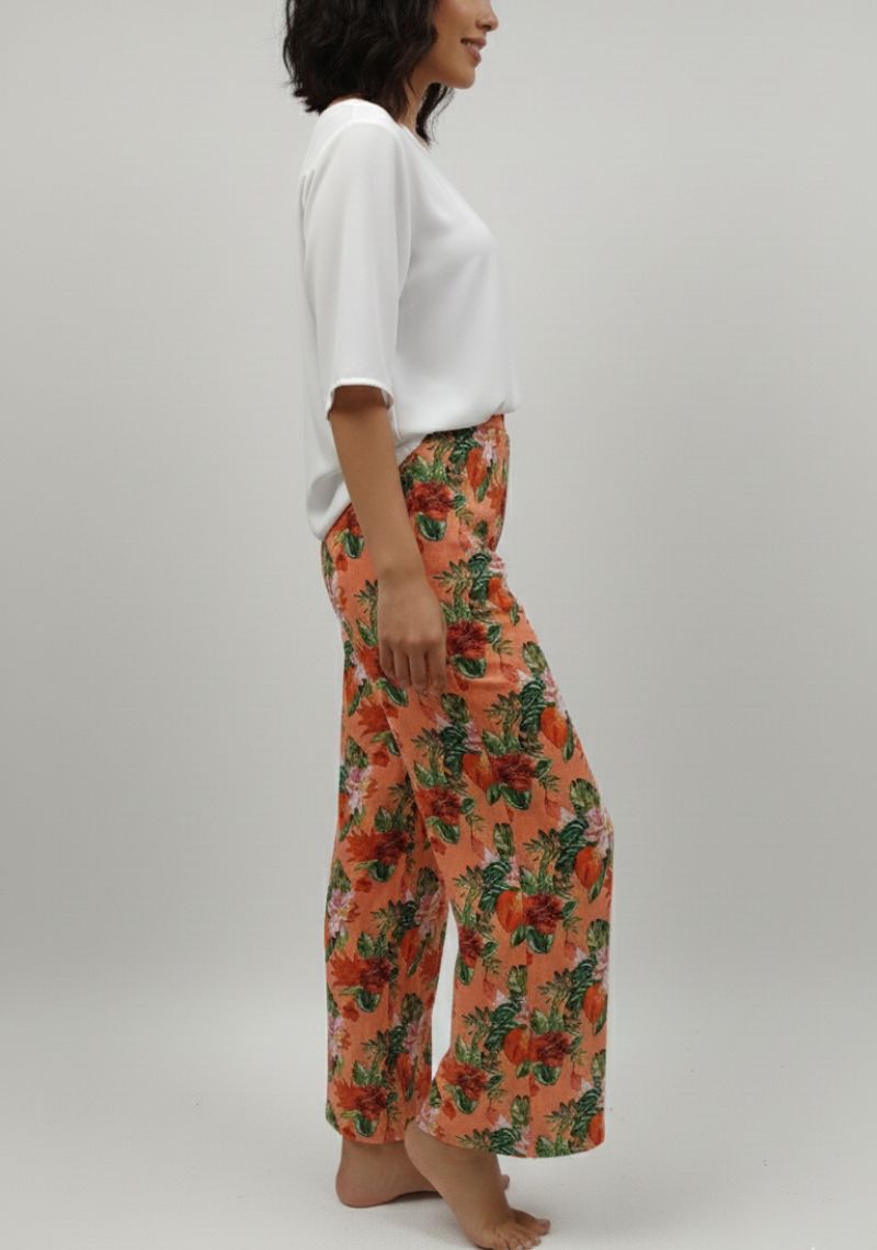 WOMENS PALAZZO [SL] - ORANGE MIXED COLOR