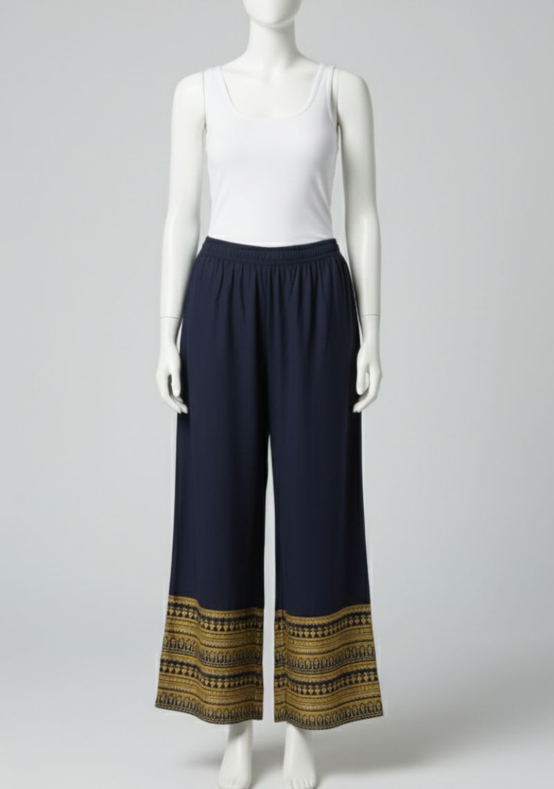 WOMENS PALAZZO - DARK NAVY AND GOLDEN COLOR PRINTED