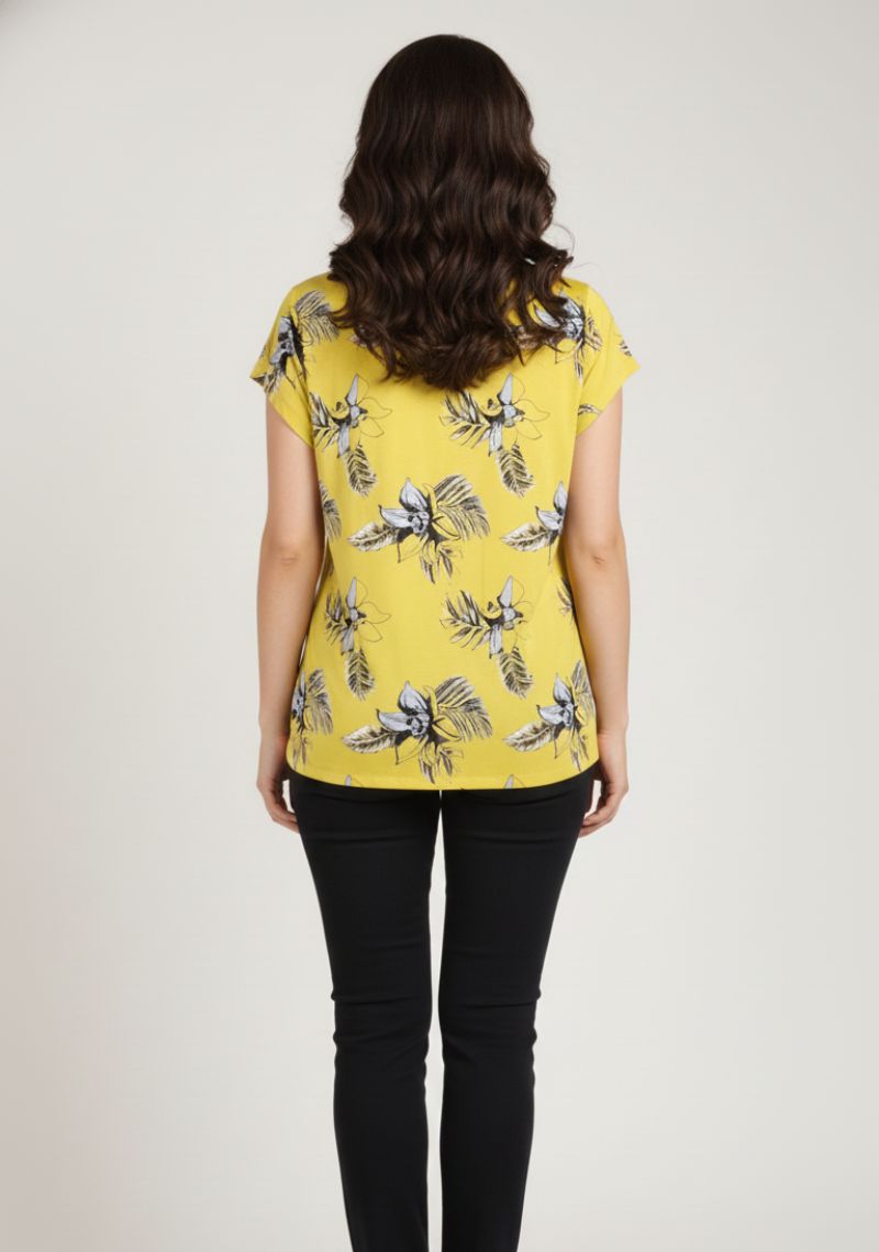 WOMEN WETSERN TOP - YELLOW FLORAL PRINTED