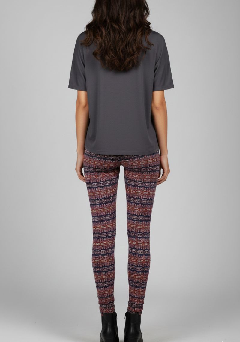 WOMENS LEGGINGS [MD] - NAVY AND MAROON