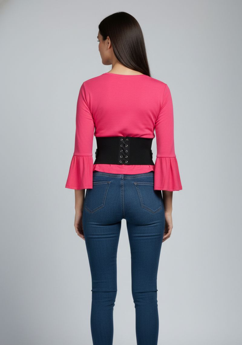 WOMEN WESTERN TOP - DARK PINK