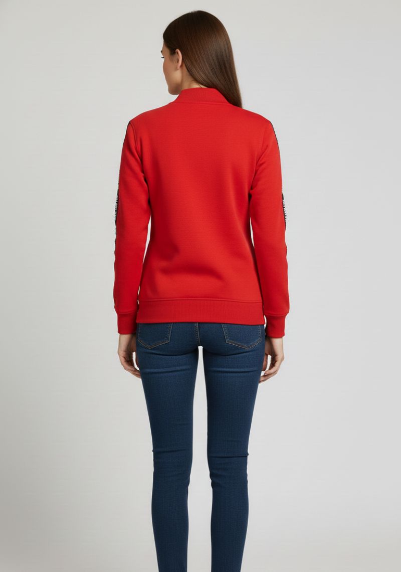 WOMEN SWEATSHIRT - RED AND WHITE & BLACK PRINTED