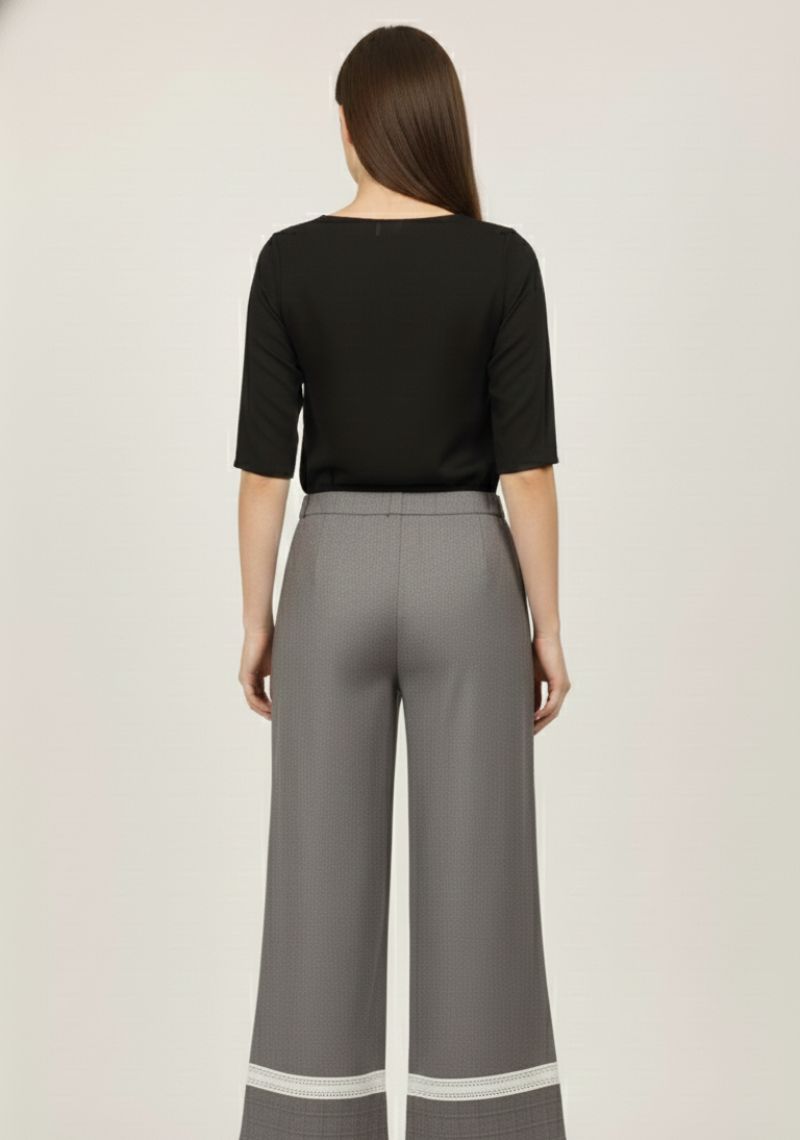 WOMENS PALAZZO - DARK GREY AND WHITE STRIPES