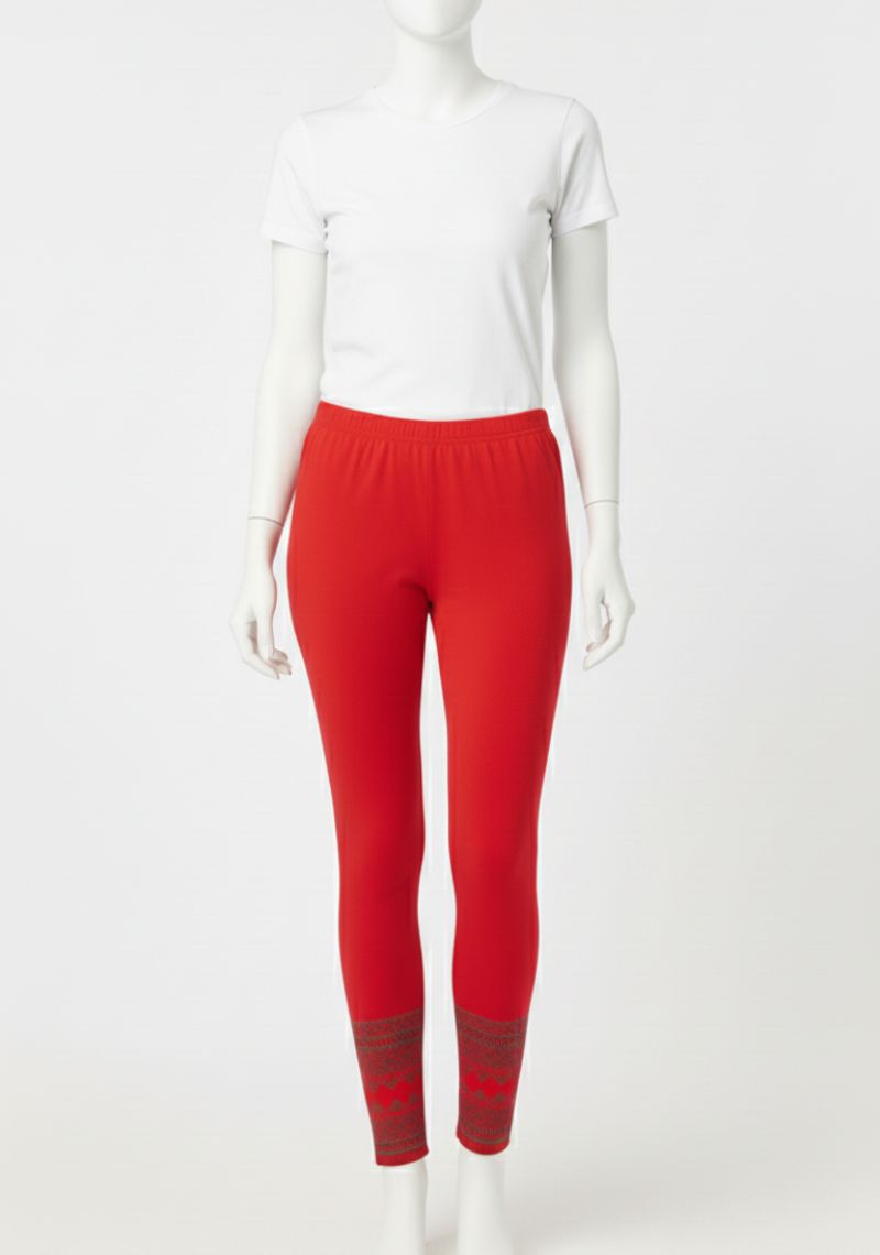 WOMENS LEGGINGS [MD] - RED AND MULTI COLOR PRINTED