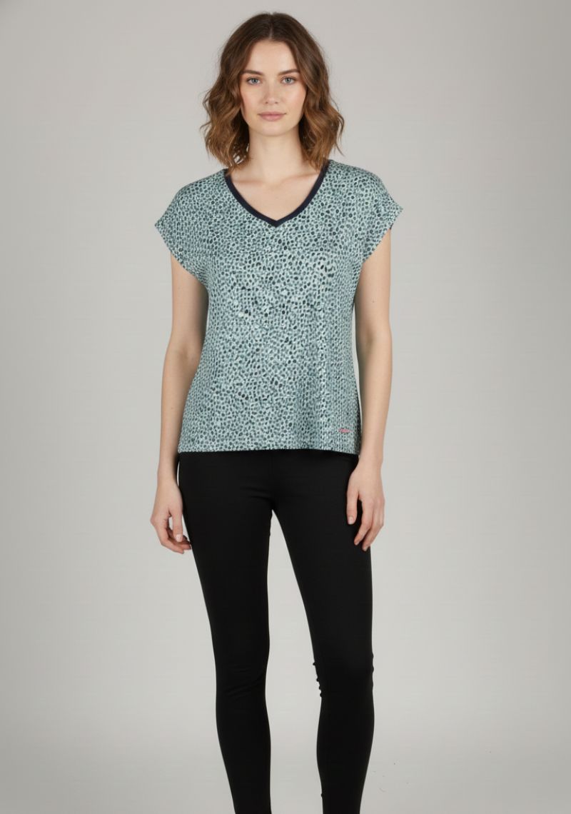 WOMEN T-SHIRT (SL)- NAVY MIXED