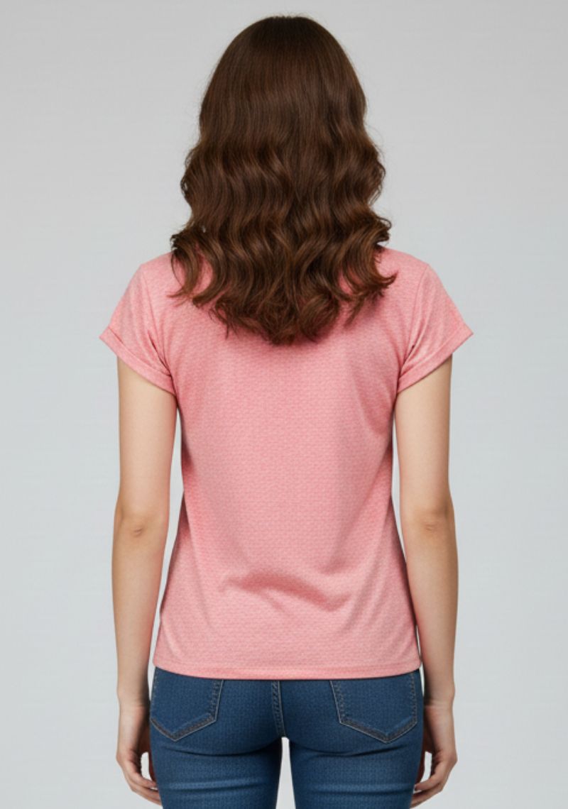 WOMENS T-SHIRT [MD] - DARK PINK [BLACK AND RED PRINTED ]