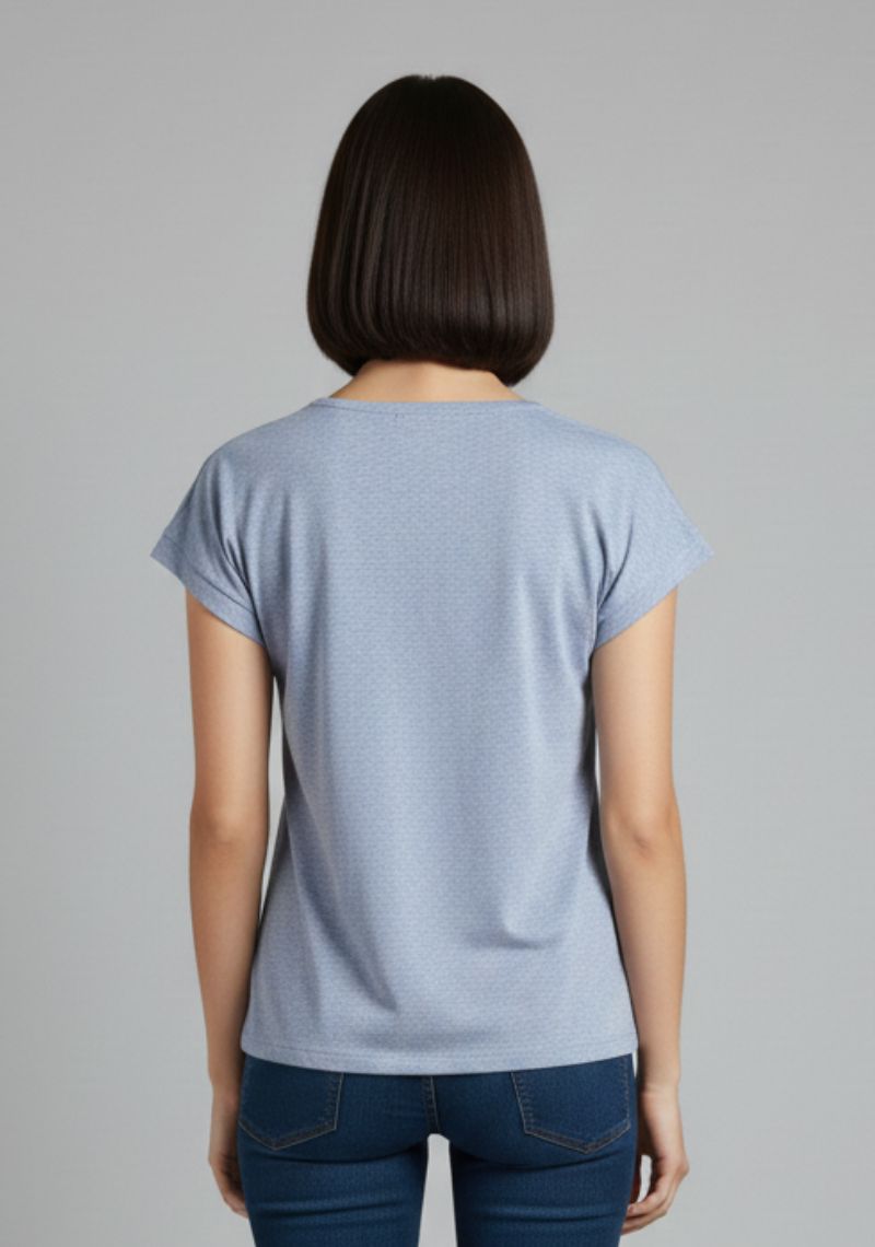 WOMENS T-SHIRT - LIGHT BLUE [MULTI COLOR PRINT]