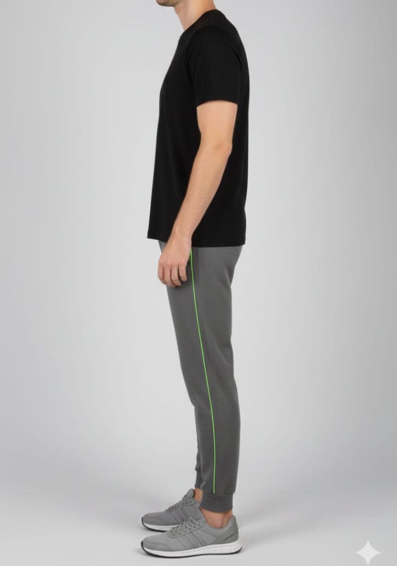 ACTIMAXX TRACK PANT [SL] - DARK GREY & GREEN PRINTED