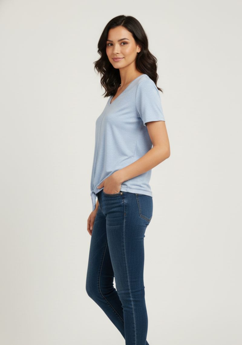WOMEN WESTERN TOP - LIGHT BLUE