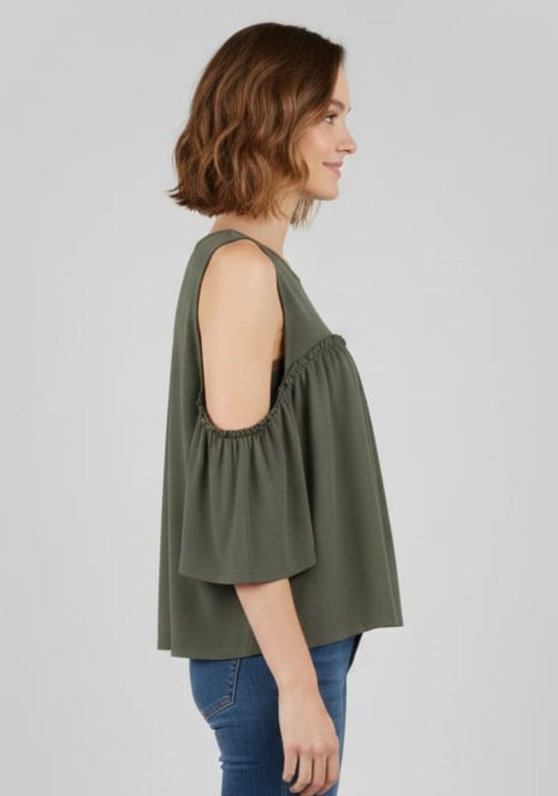 WOMENS WESTERN TOP [SL] - LIGHT GREEN