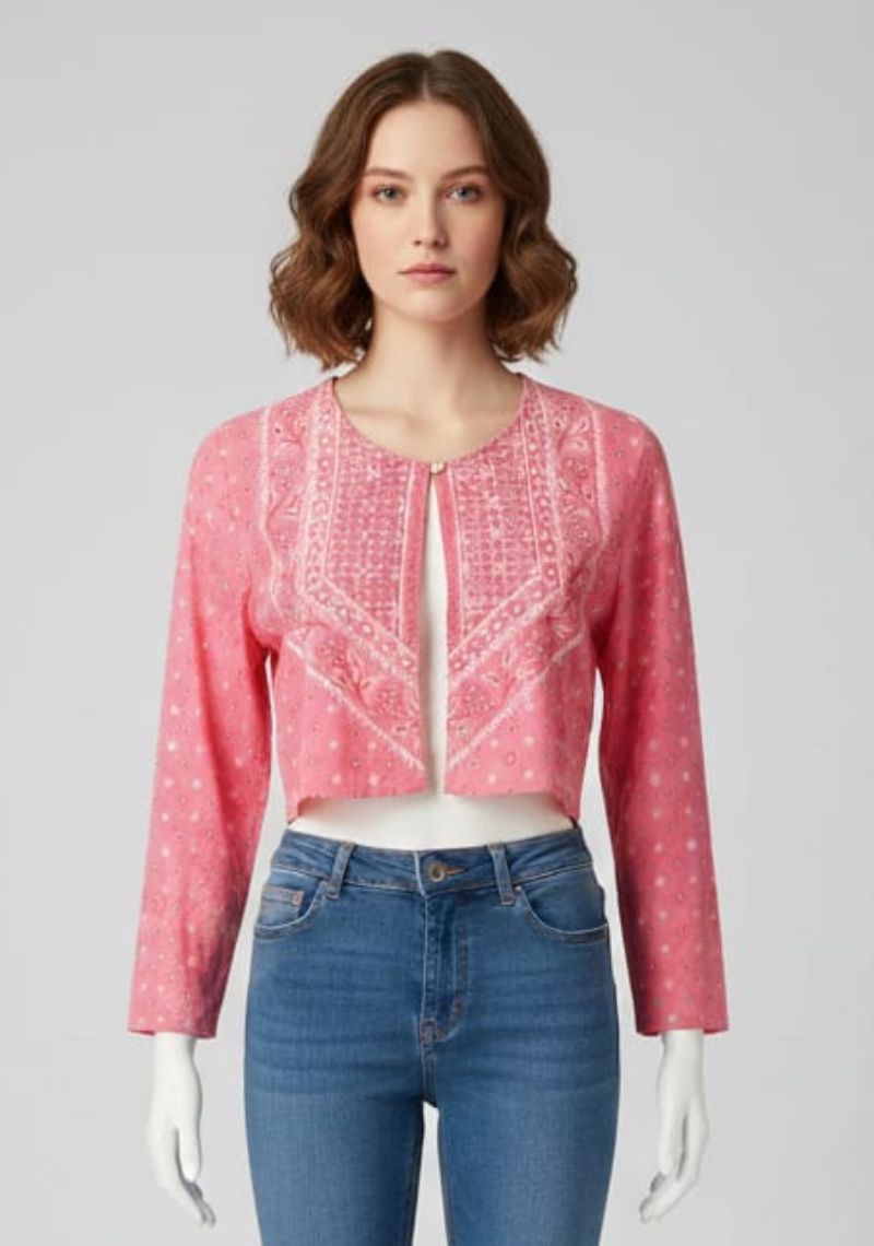 WOMENS WESTERN TOP [SL] - DARK PINK