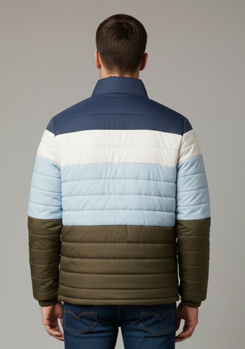 WINTER JACKET [MD] - LIGHT SKY BLUE AND MULTI COLOR STRIPES