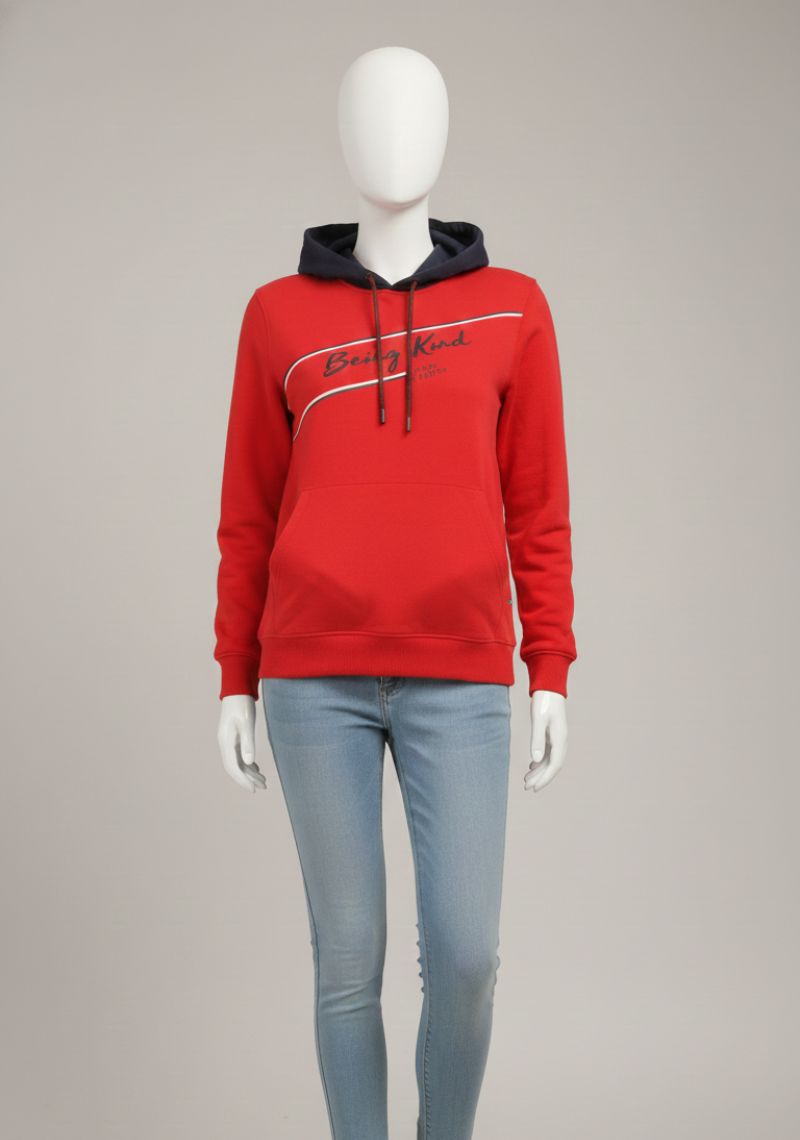 WOMEN SWEATSHIRT - RED AND MULTI CLOR PRINTED