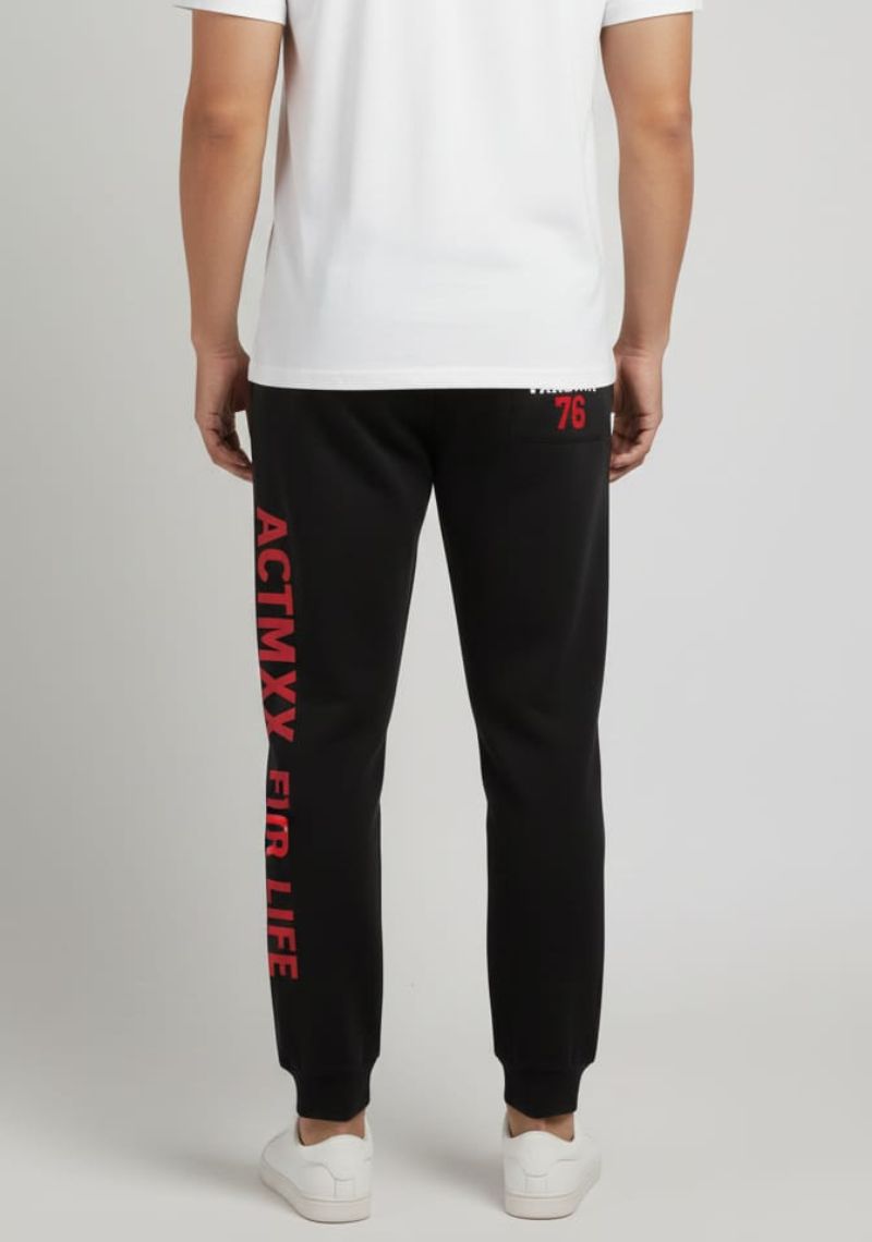 ACTIMAXX TRACK PANT [SL] - BLACK & RED PRINTED