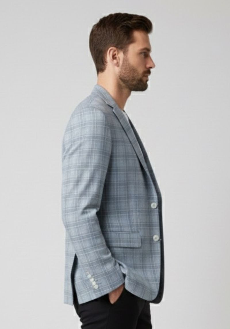 MENS BLAZER - LIGHT BLUE CHECKED