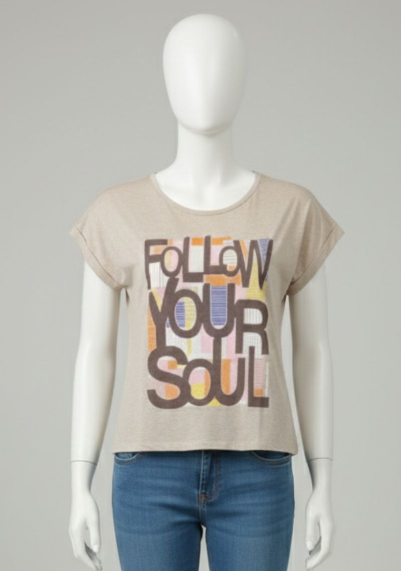 WOMENS T-SHIRT [MD] - CREAMY WHITE [MULTI COLOR PRINT]